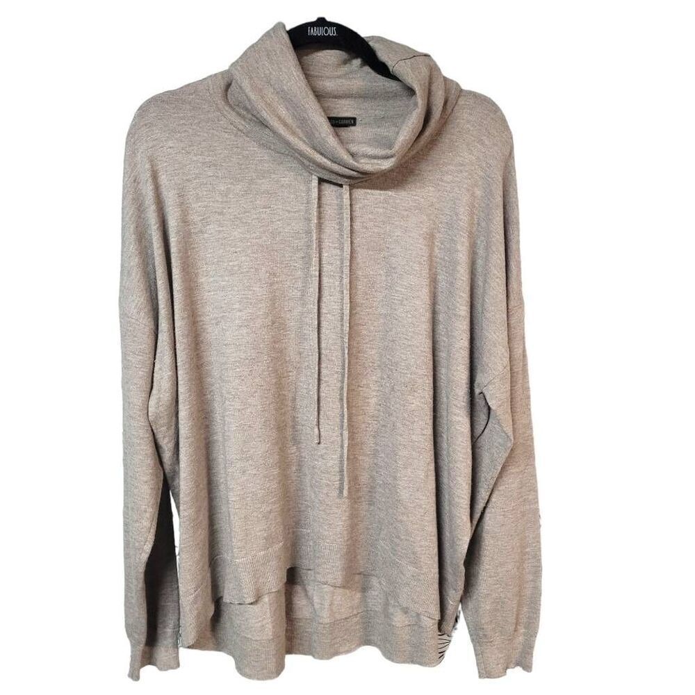 Coco +Carmen cozy soft cowl neck pullover viscose blend S/M beige lagenlook boho
